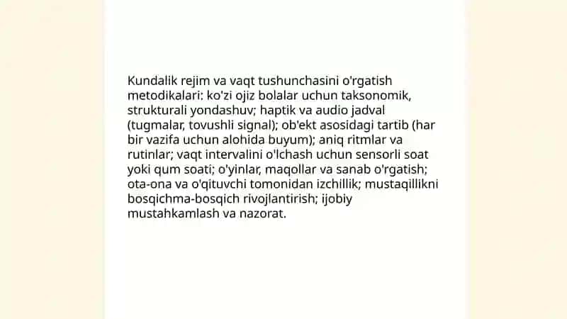 Vaqt tushunchasini rivojlantirish 4