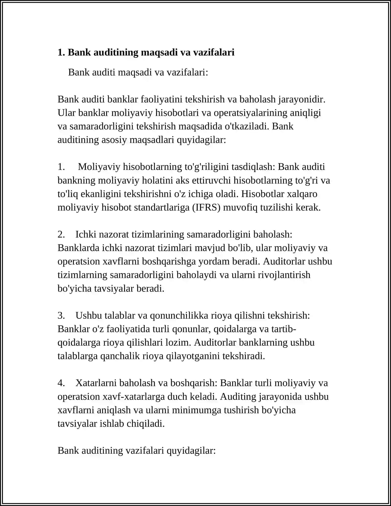 BANK AUDITINI MEYORIY HUQUQIY TARTIBGA SOLISH 4