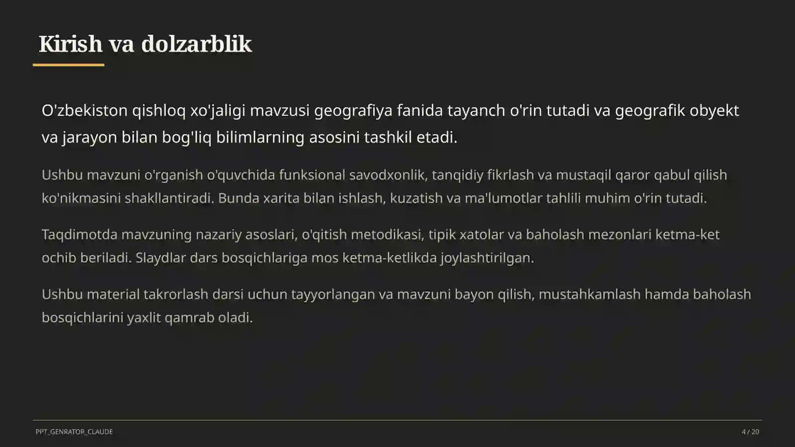 O'zbekiston qishloq xo'jaligi (9-sinf) 4