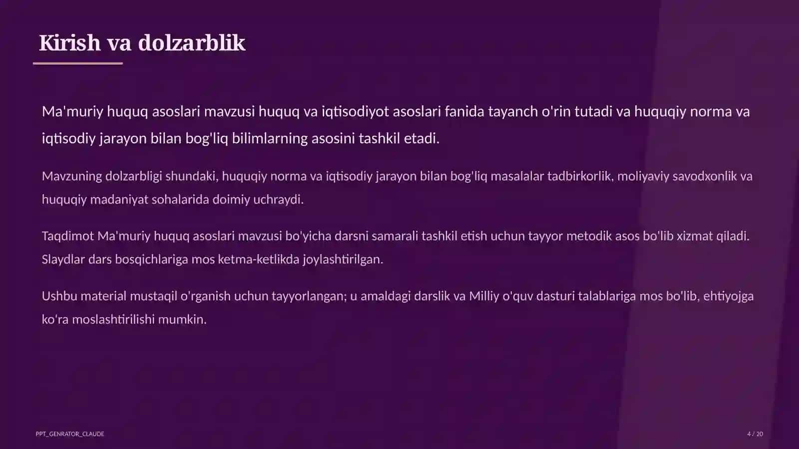 Ma'muriy huquq asoslari (10-sinf) 4
