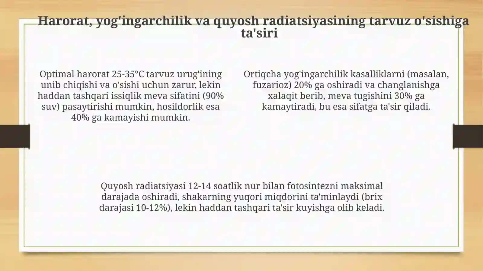 Iqlimning tarvuz yetishtirishga ta'siri: Asosiy omillar va mexanizmlar 4