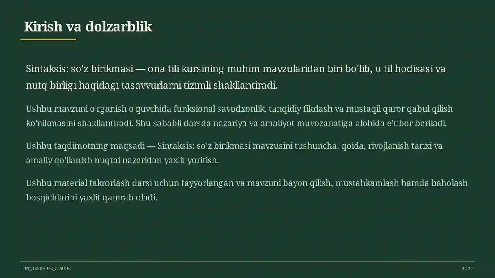 Sintaksis: so'z birikmasi (8-sinf) 4