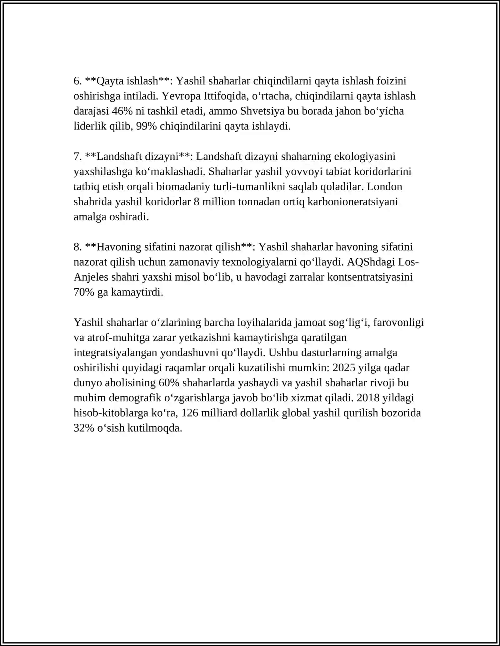 KELAJAK ENERGETIKA TIZIMLARI:"YASHIL SHAHARLAR " VA ULARNING ENERGIYA TALABLARI 4