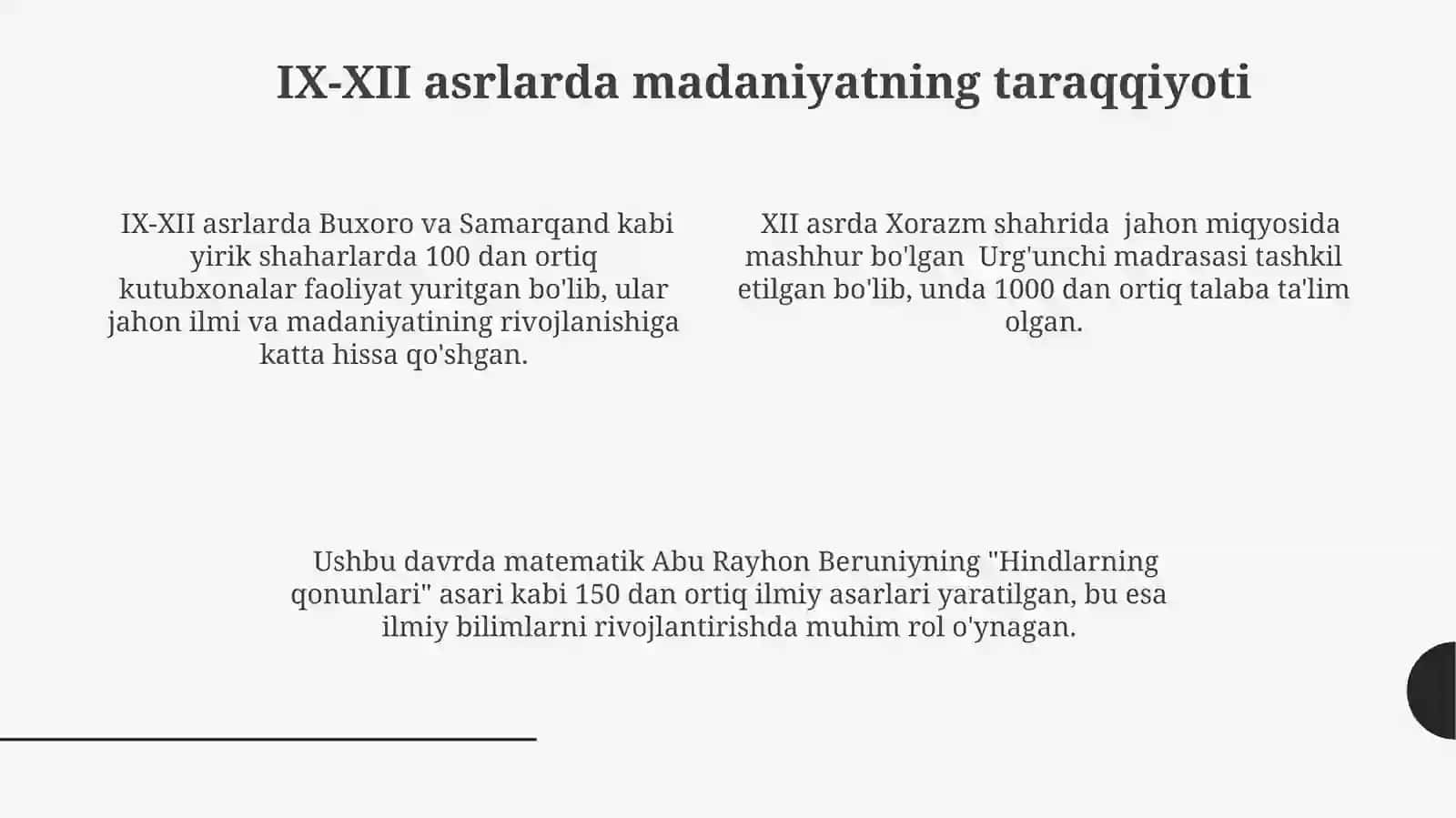 IX XIIasrlardailm-fanvamadaniyatravnaqi 4