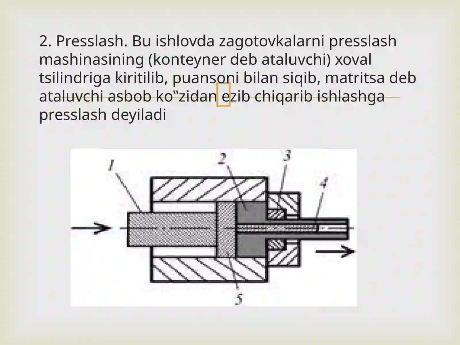Metallarga bosim bilan ishlov berishning asosiy usullari 4