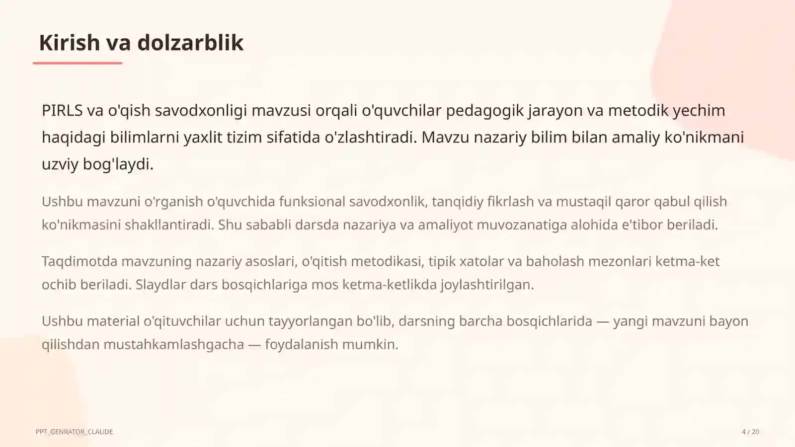 PIRLS va o'qish savodxonligi 4