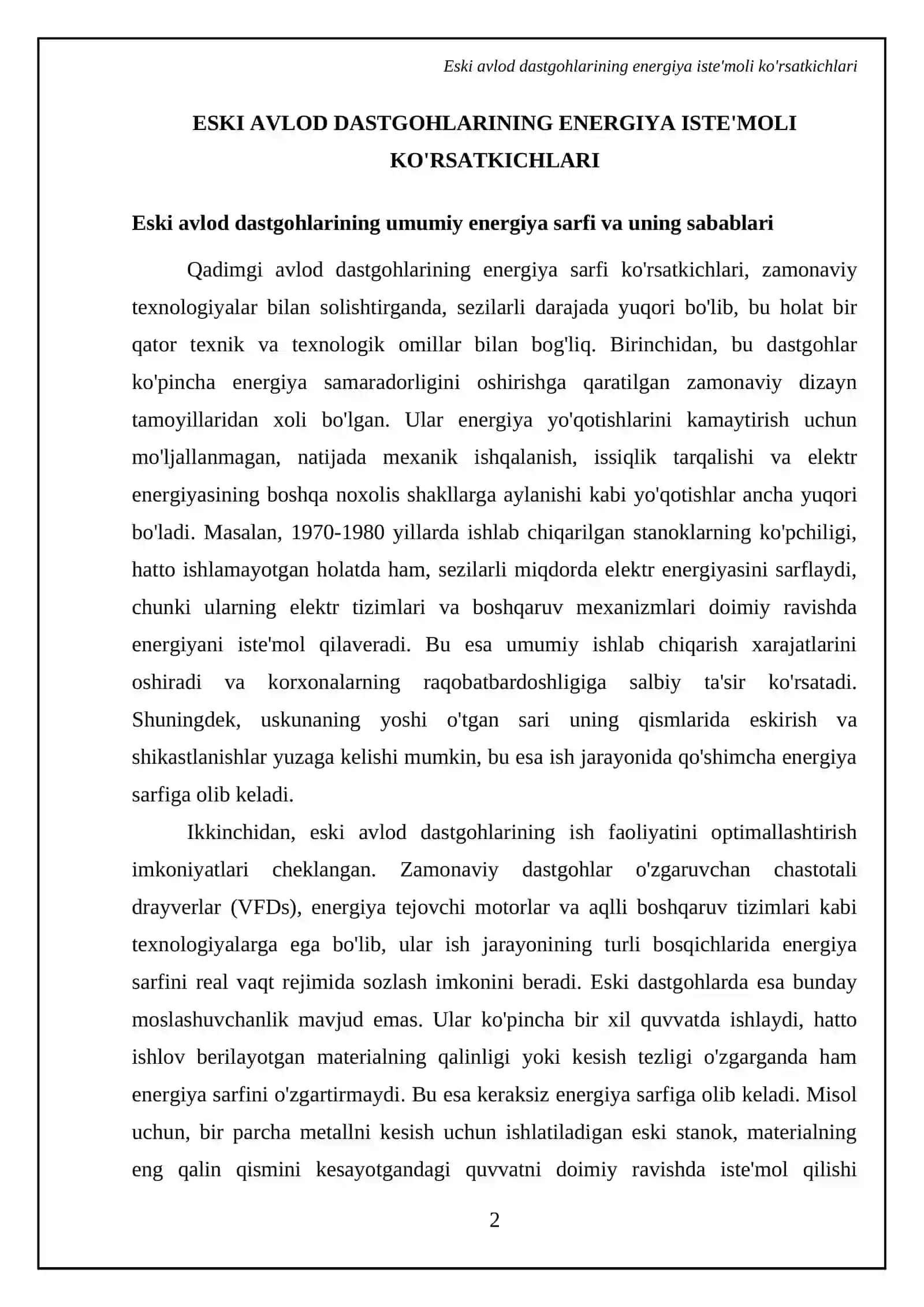 Eski avlod va zamonaviy dastgohlarning energiya sarfini taxlil qilish 4