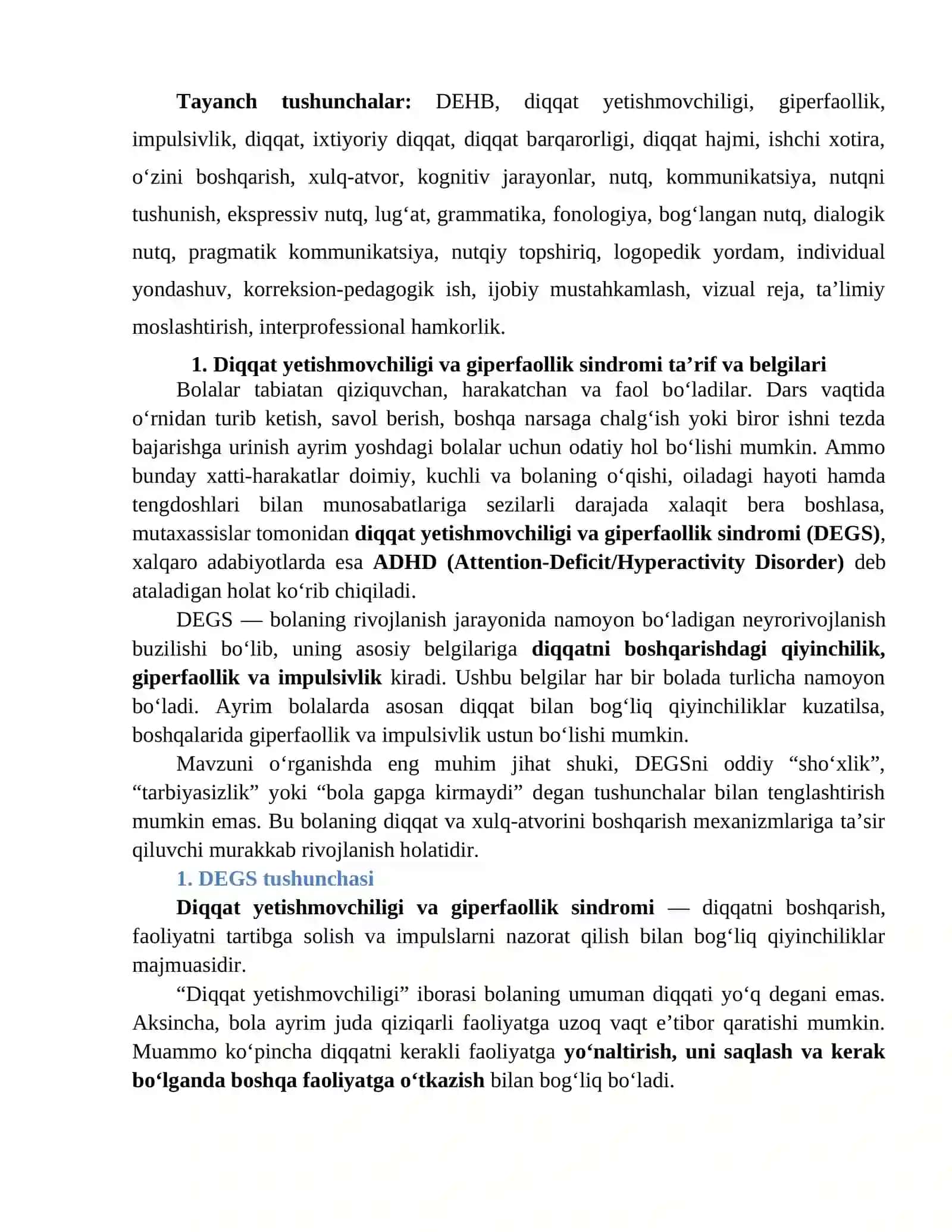 Amaliy mashg‘ulot "Diqqat yetishmovchiligi va giperfaollik sindromi (DEHB) va nutq buzilishlari" 4