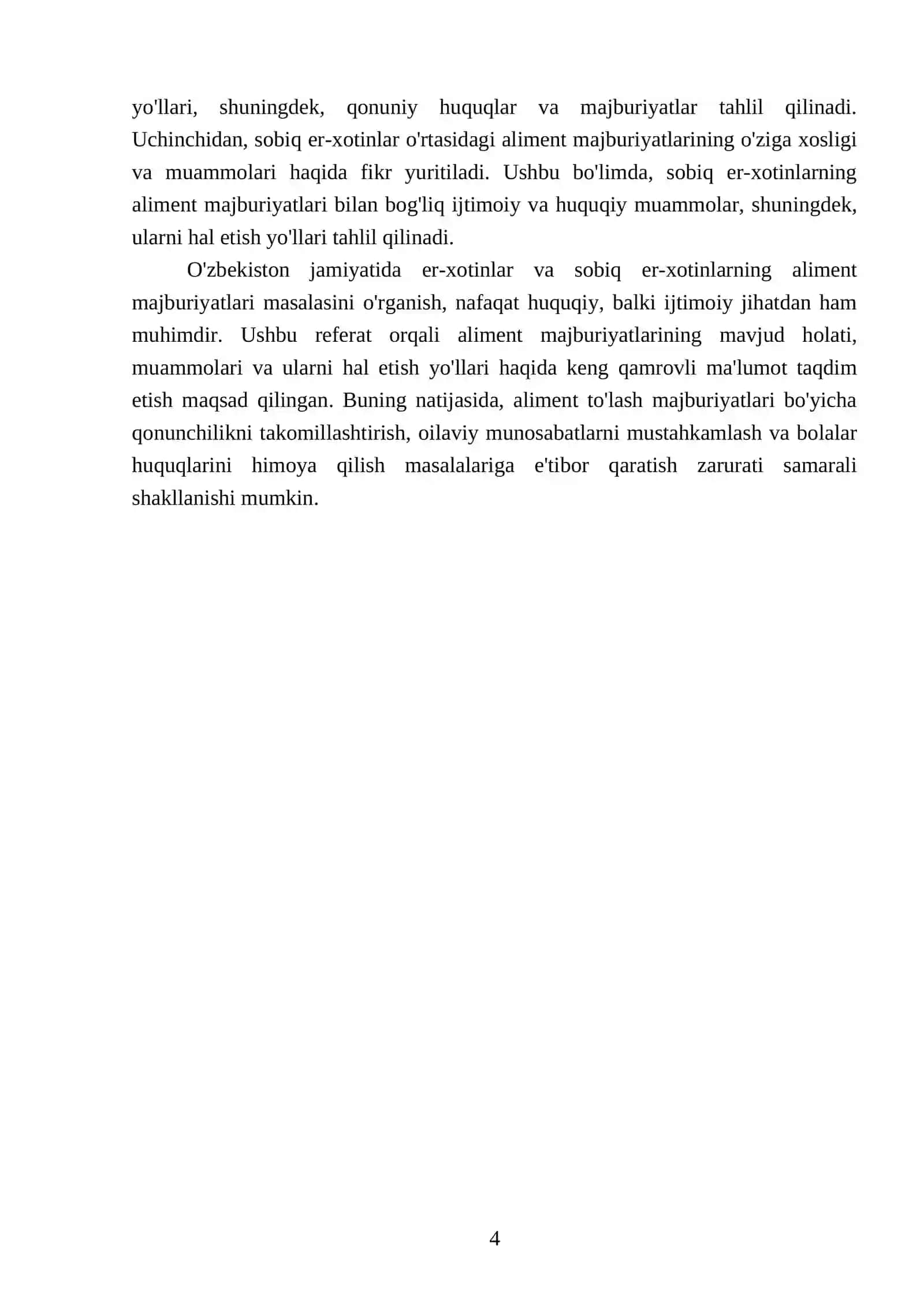 Er-xotinlar va sobiq er-xotinlarning aliment majburiyatlari 4