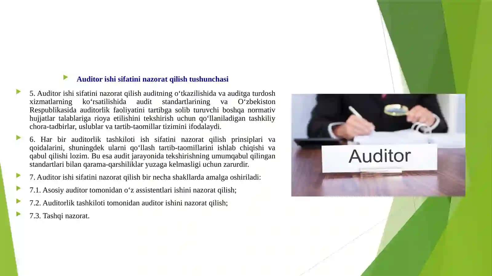 Auditor ishi sifatini nazorat qilish 4