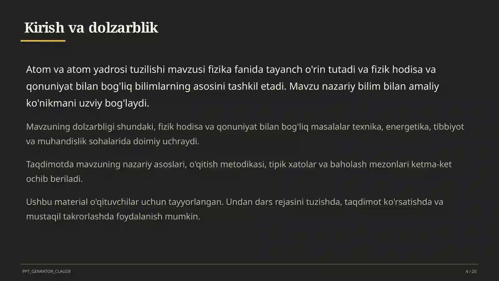 Atom va atom yadrosi tuzilishi (11-sinf) 4