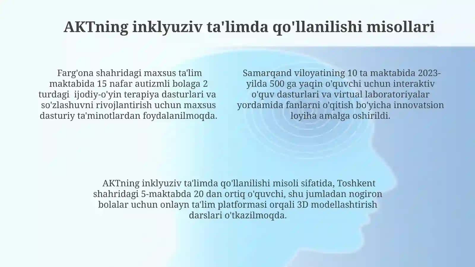 Inklyuziv ta'lim jarayonida pedagogik va axborot kommunikatsiya texnologiyalaridan foydalanish 4