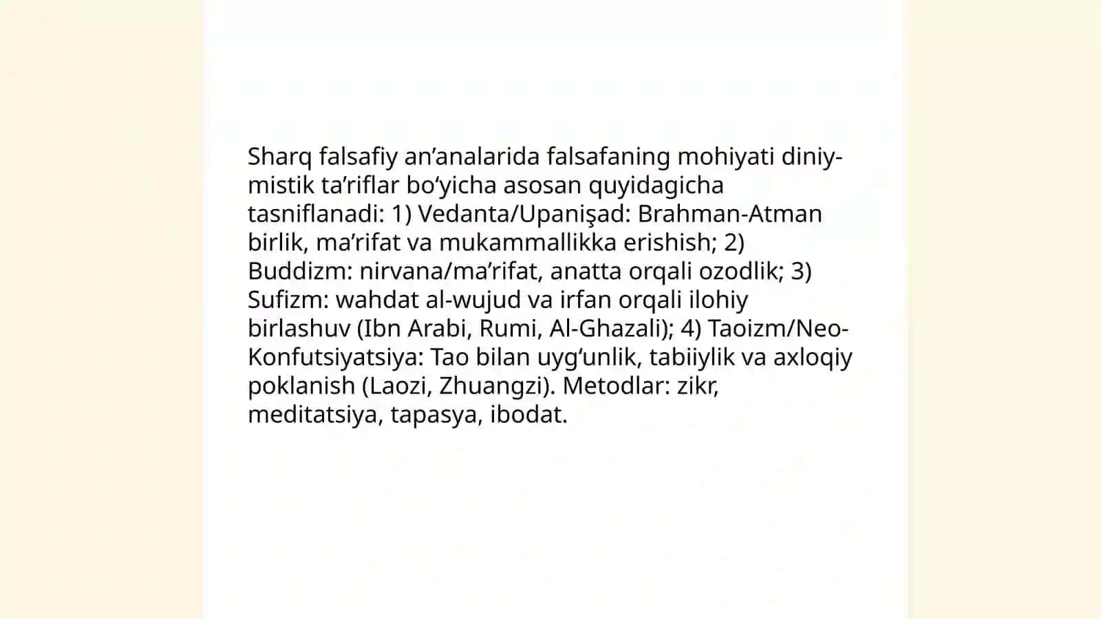 Falsafaning mohiyatiga oid sharq va g'arb mutafakkirlari tariflarini tasniflash 4