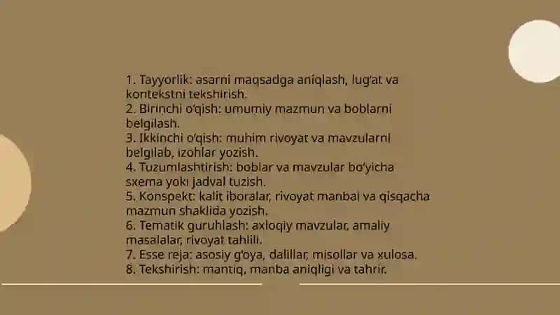 Imom Buxoriy "Al-Adab al-mulfard" asarini kanspetlashtirish va esse tayyorlash 4