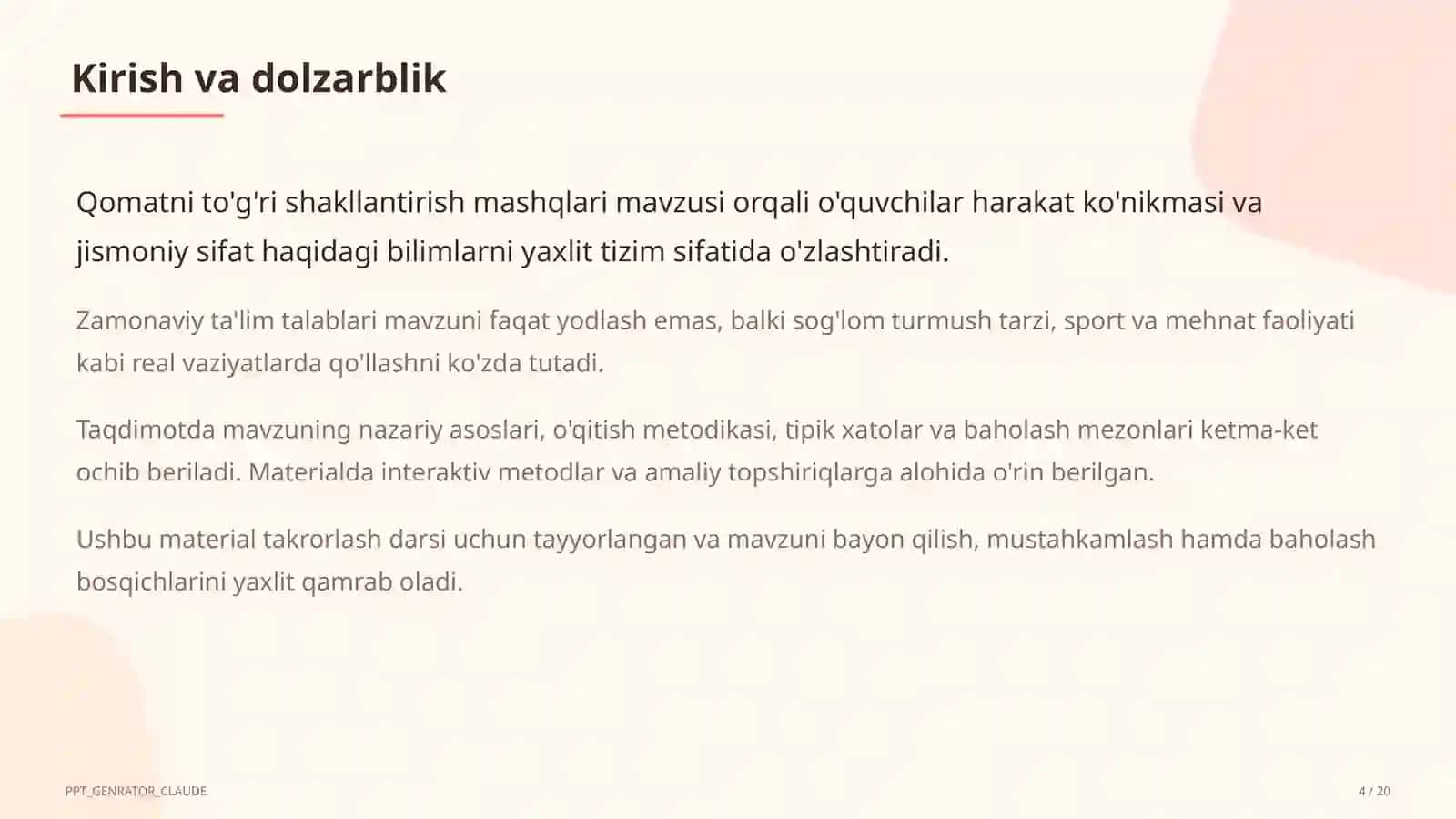 Qomatni to'g'ri shakllantirish mashqlari (2-sinf) 4