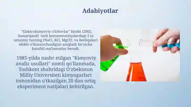 Elektr ôtkazuvchanlik usuli bilan eruvchanlikni aniqlash 4