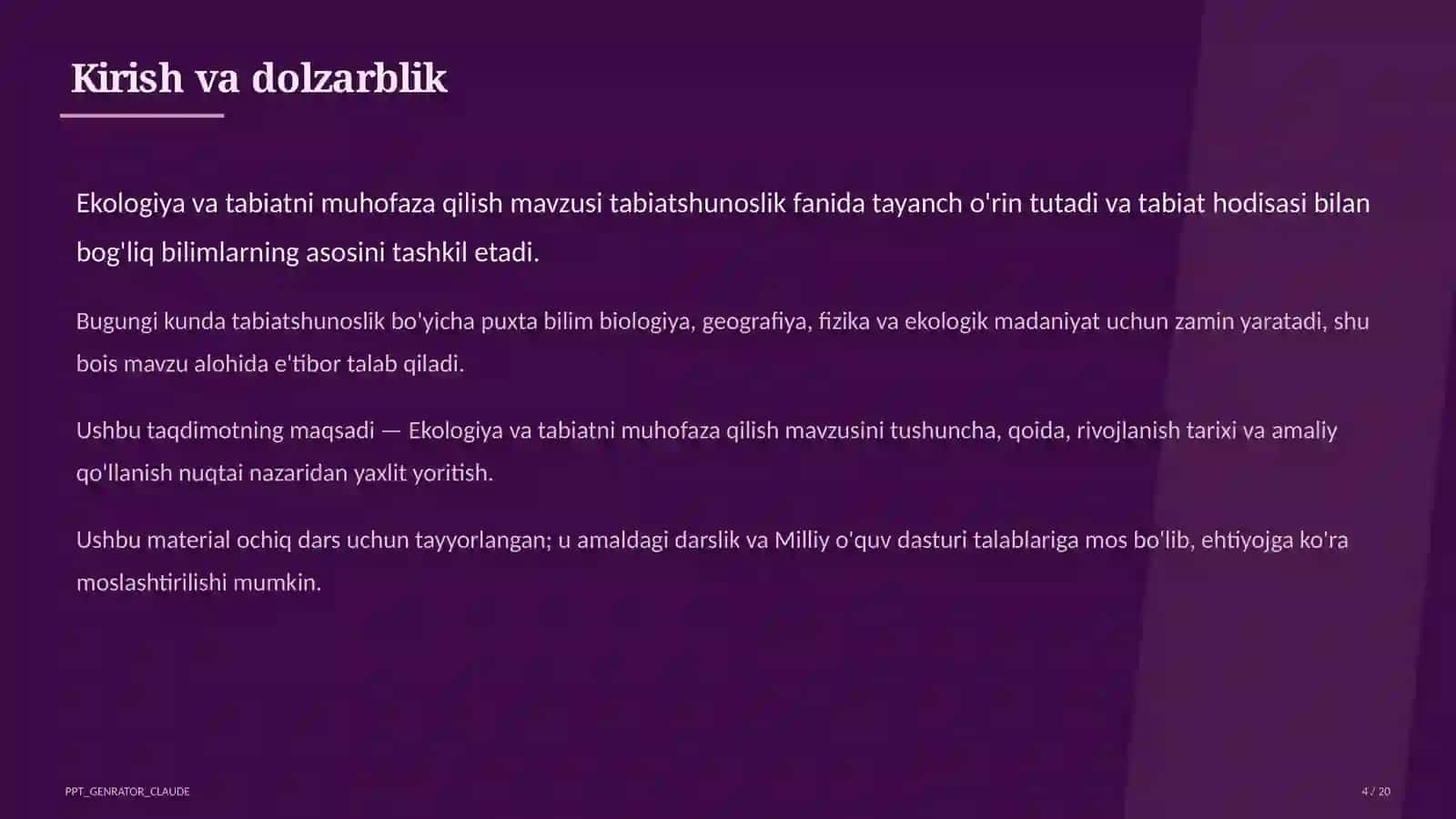 Ekologiya va tabiatni muhofaza qilish (4-sinf) 4