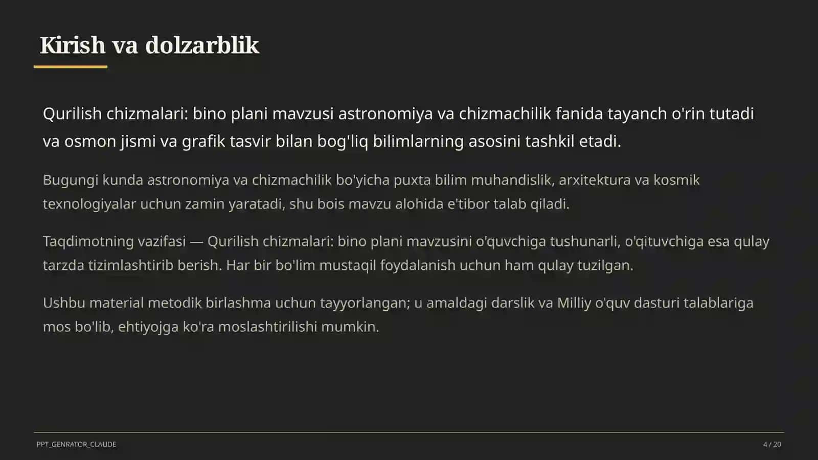 Qurilish chizmalari: bino plani (9-sinf) 4