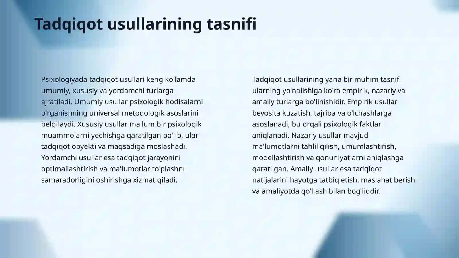 Umumiy psixologiya fanining tadqiqot metodlari 4