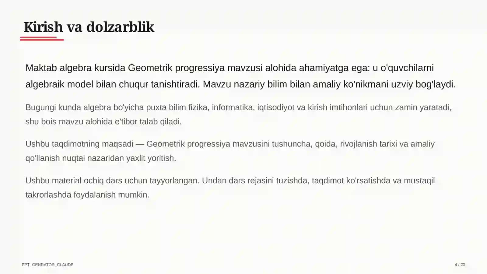 Geometrik progressiya (9-sinf) 4