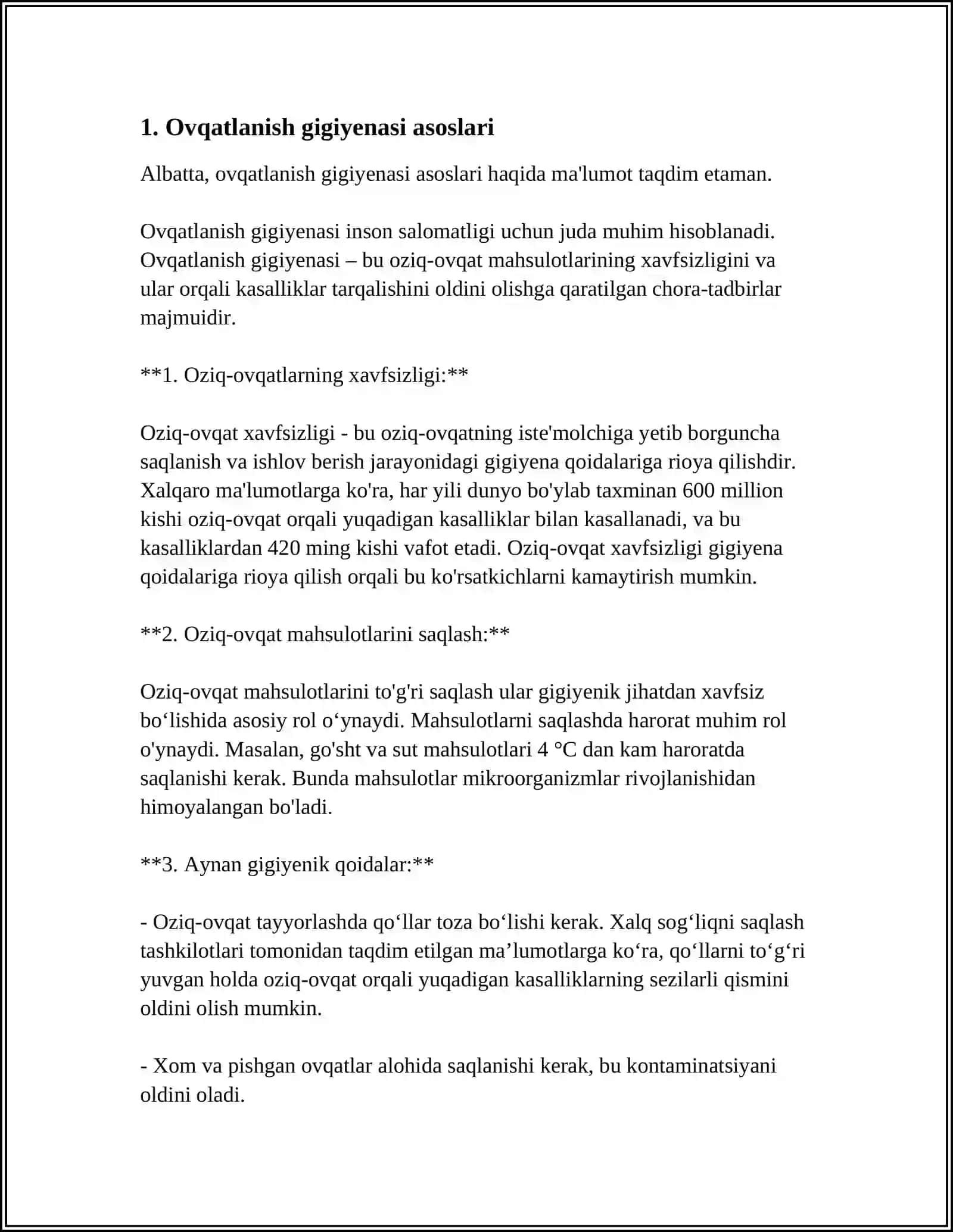 OVQATLANISH GIGIYENASI. OVQATLANISH RATSIONINI TUZISH 4