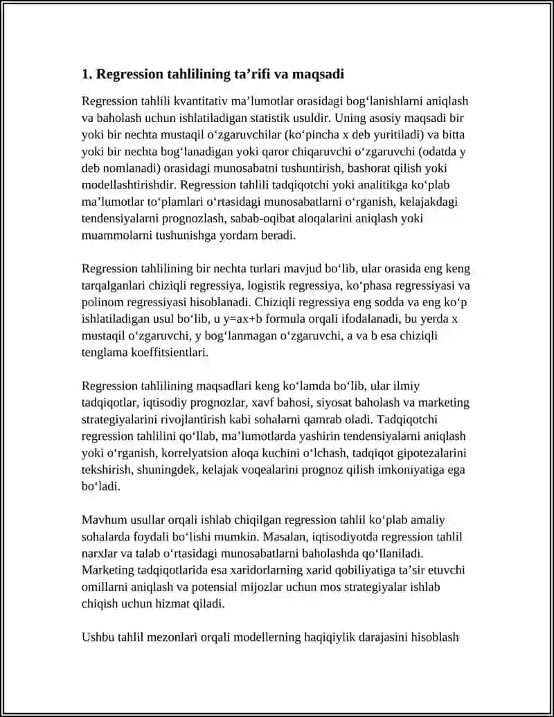 REGRESSION TAHLIL MEZONI HAQIDA UMUMIY TUSHUNCHA 4