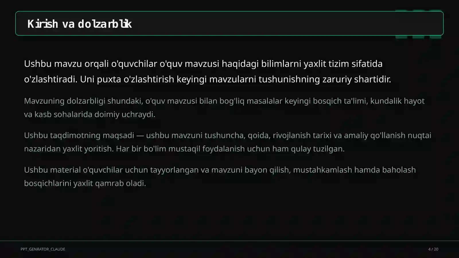 Spiral yondashuv: bilim va ko'nikmalarni sinfdan sinfga bosqichma-bosqich rivojlantirish 4