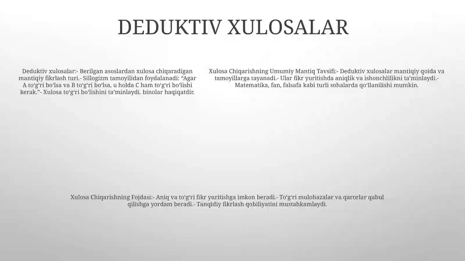 Xulosa Chiqarishning Umumiy Mantiq Tavsifi 4
