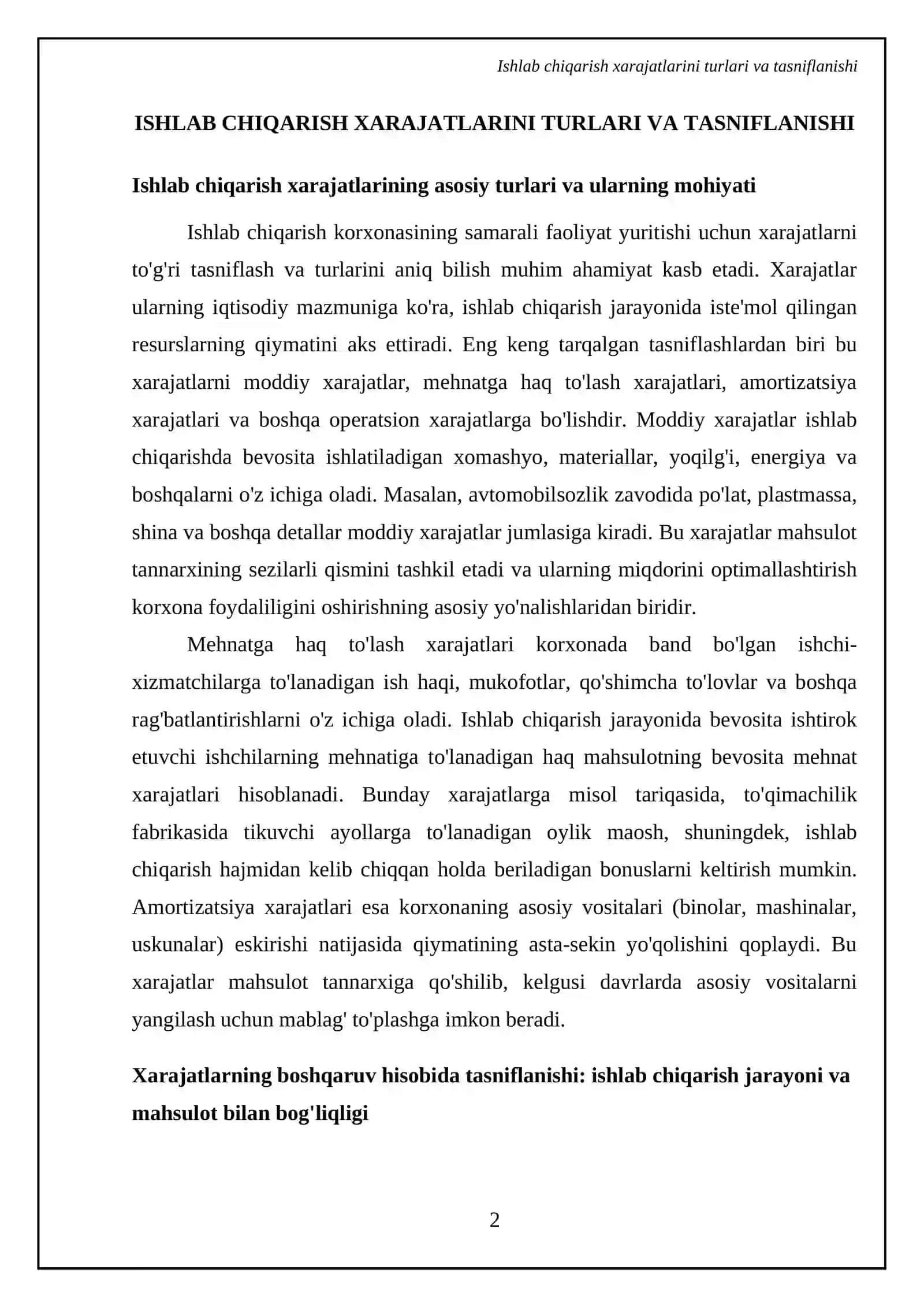 Ishlab chiqarish xarajatlarini turlari va tasniflanishi 4