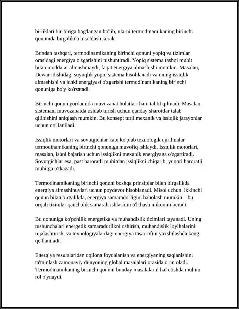 TERMODINAMIKA QONUNLARINI FAZAVIY ÒTISH JARAYONLARIGA QÒLLASH 4