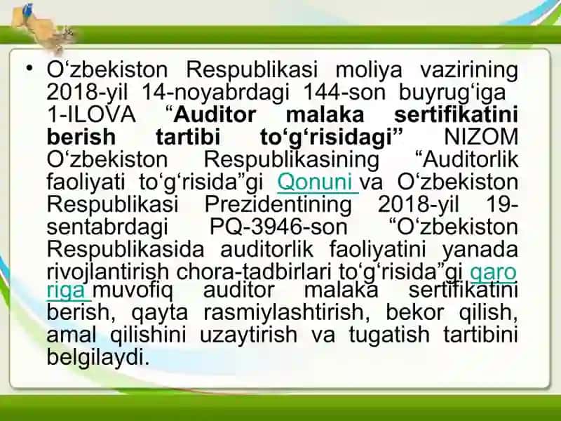 Auditorlik kasbiga malakaviy va axloqiy talablar 4