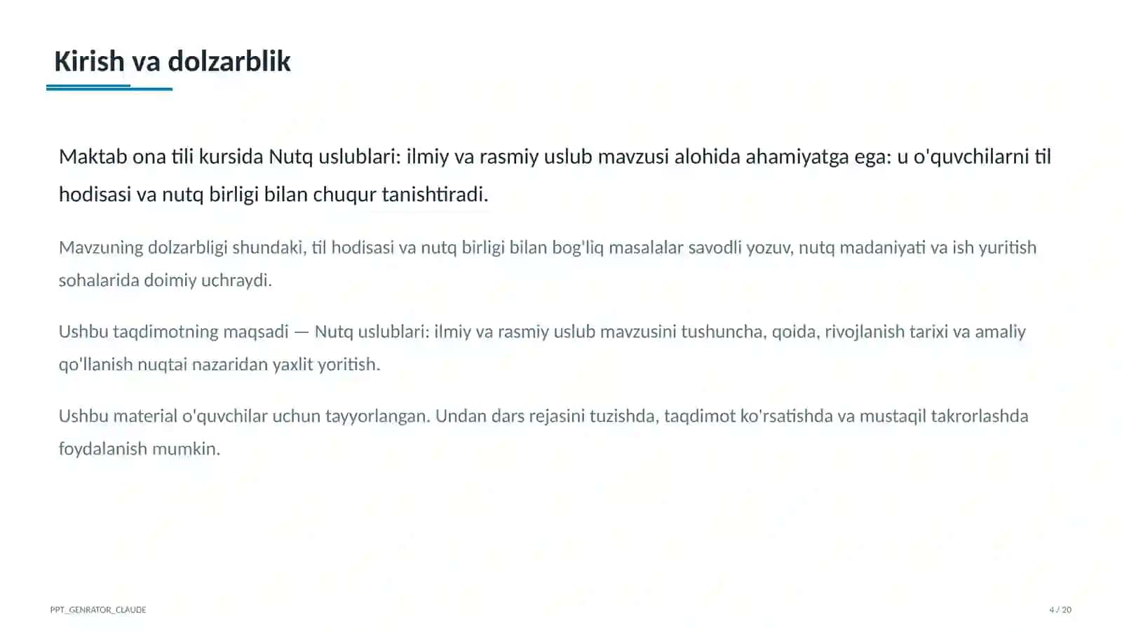 Nutq uslublari: ilmiy va rasmiy uslub (10-sinf) 4