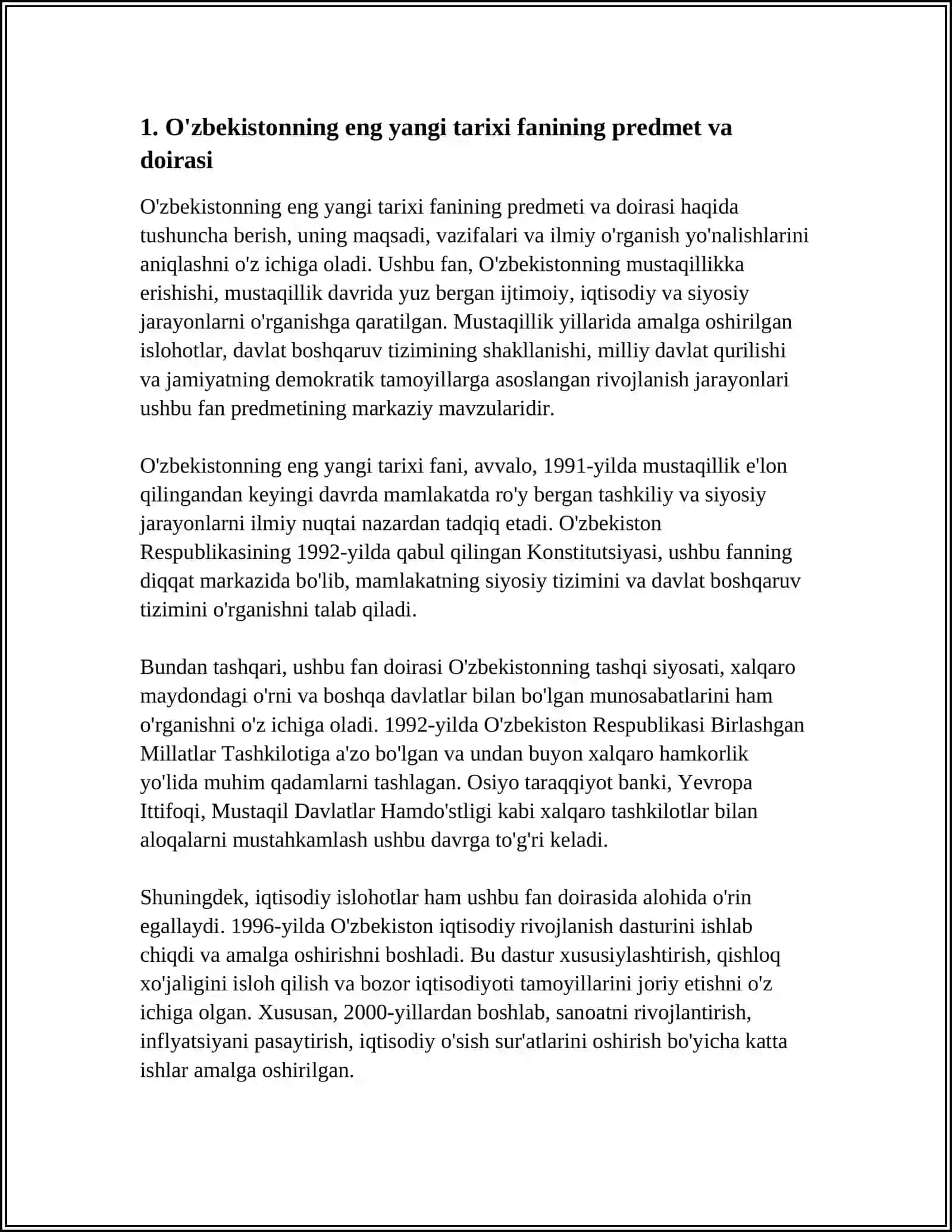 O‘zbekistonning eng yangi tarixi fanining predmeti va doirasi 4