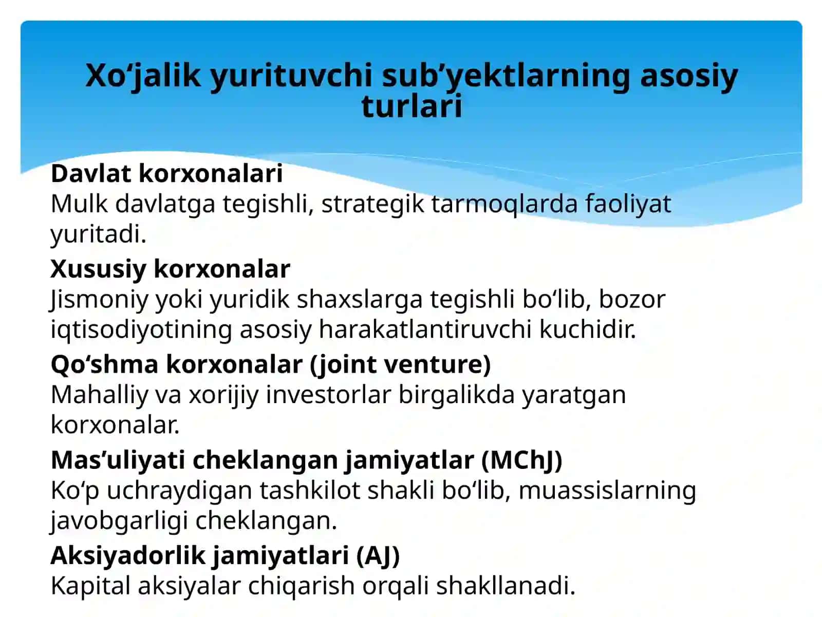 Xo‘jalik yurituvchi subʼyektlar. Foydava va harajatlar 4
