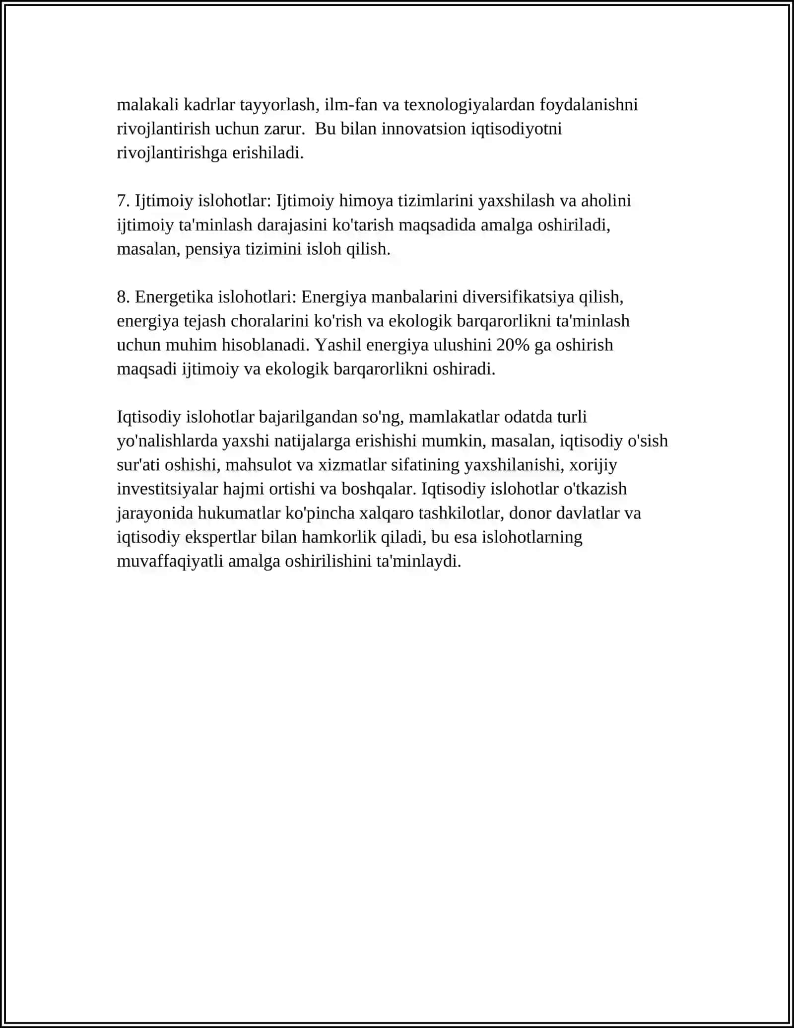 IQTISODIY ISLOHOTLAR, XUSUSIY MULKNING SHAKLLANISHI HAMDA BOZOR MUNOSABATLARINING RIVOJLANISHI 4