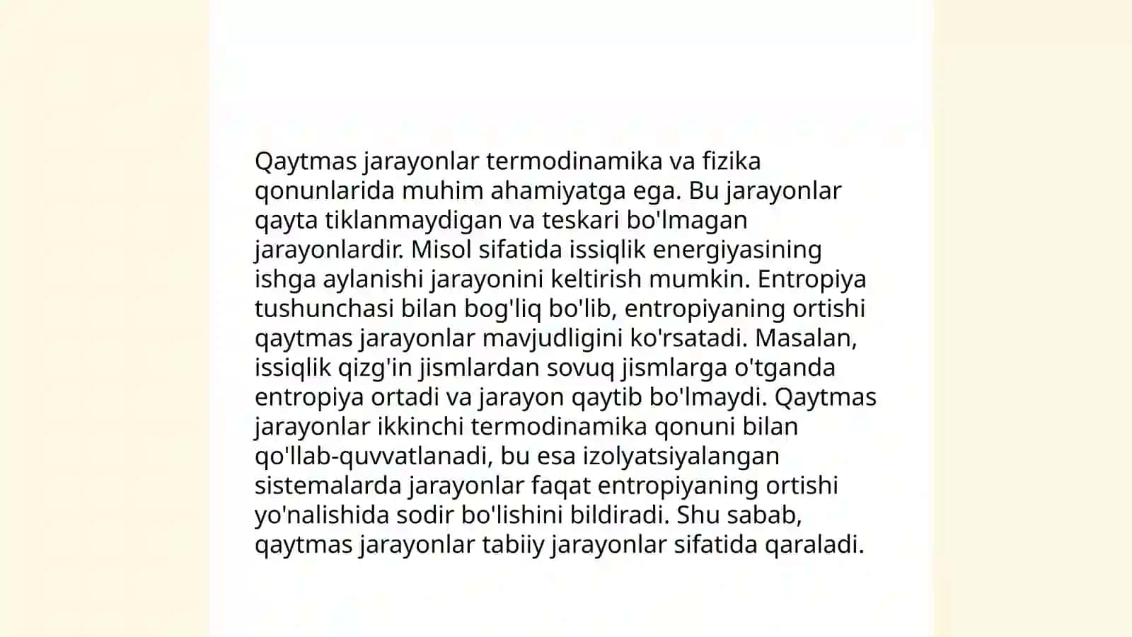 Qaytuvchan va qaytmas jarayonlar 4