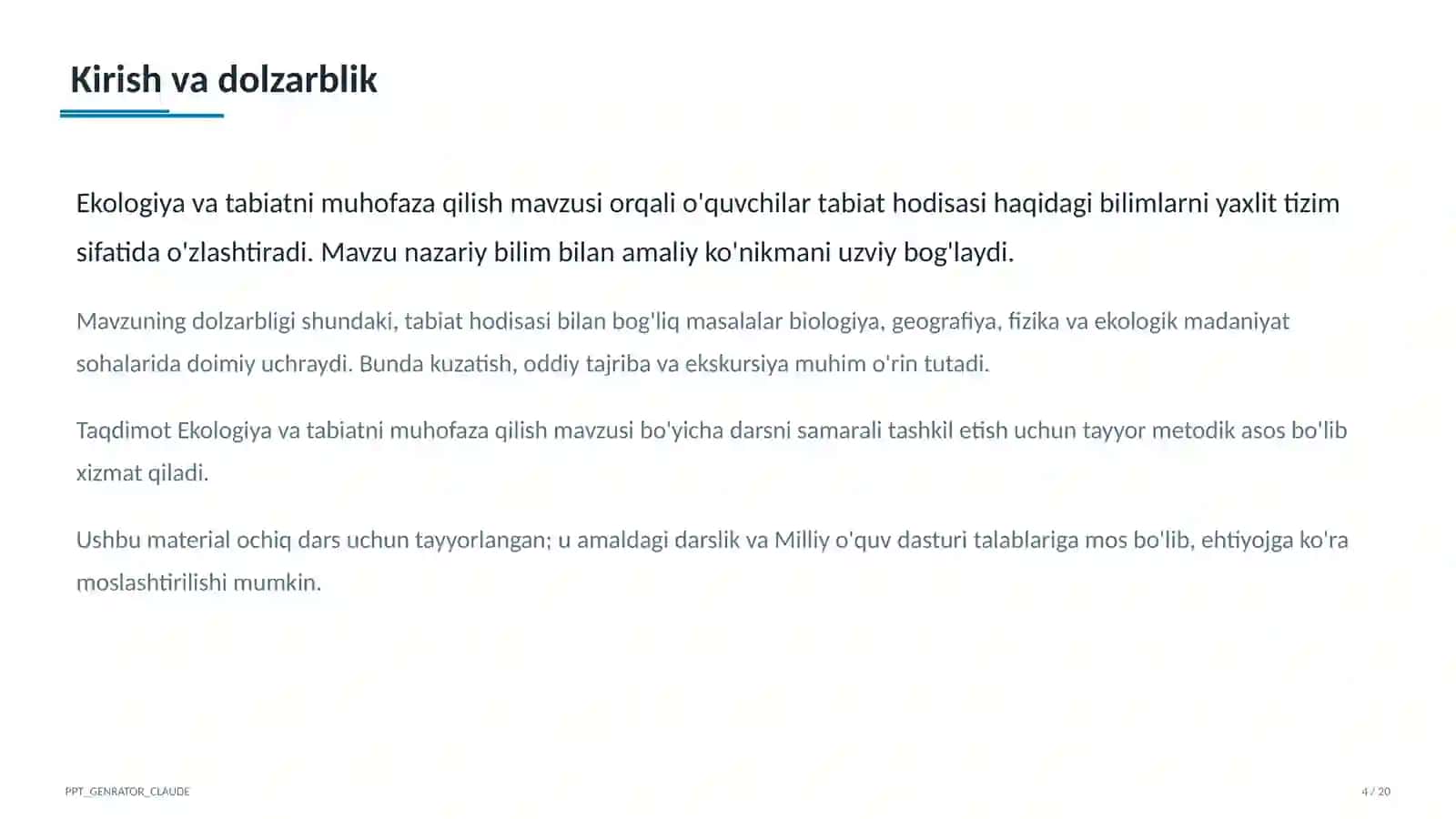 Ekologiya va tabiatni muhofaza qilish (4-sinf) 4
