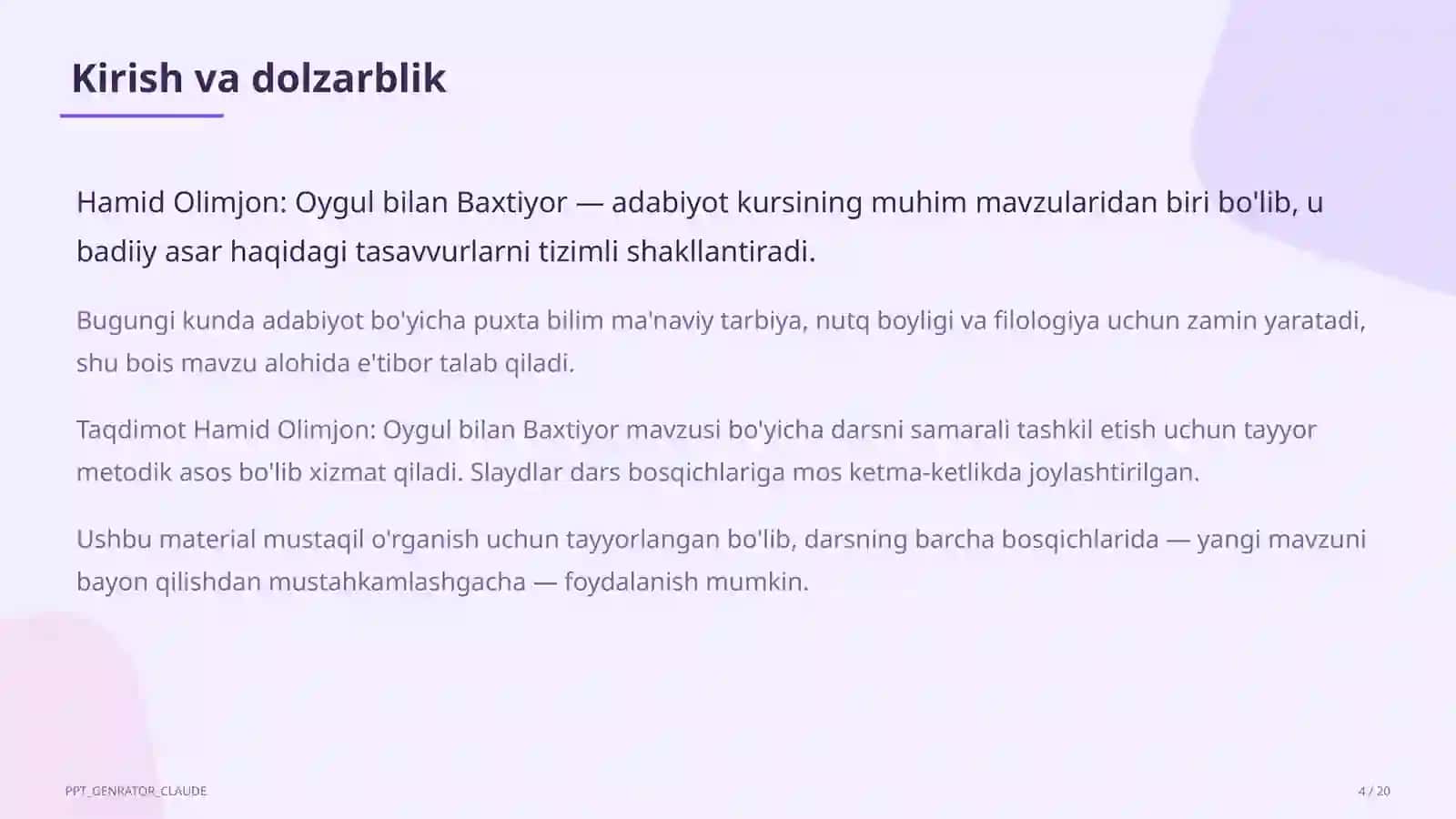 Hamid Olimjon: Oygul bilan Baxtiyor (5-sinf) 4