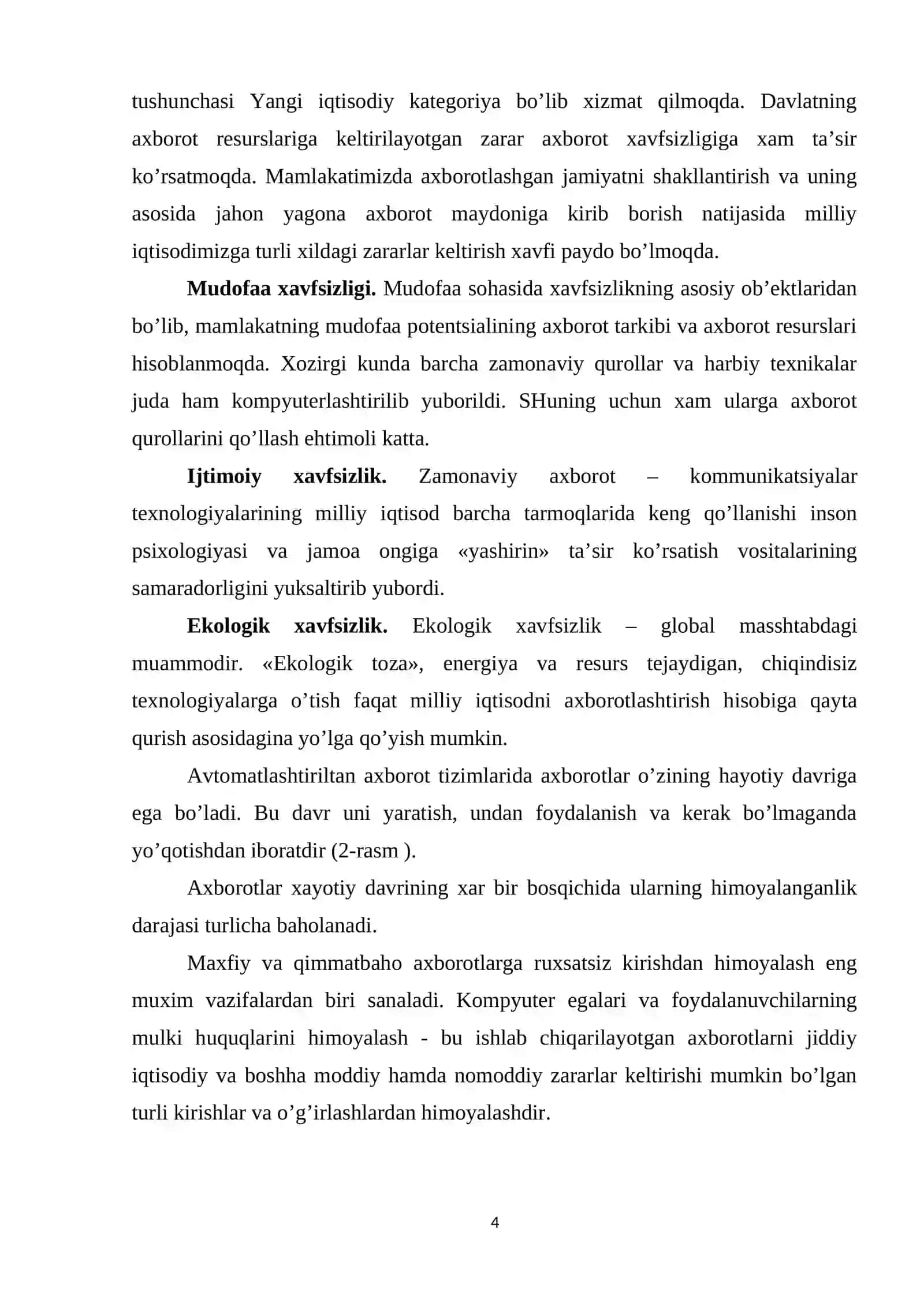 Kasbiy faoliyatda axborot xavfsizligi (mavzular to'plami) 4