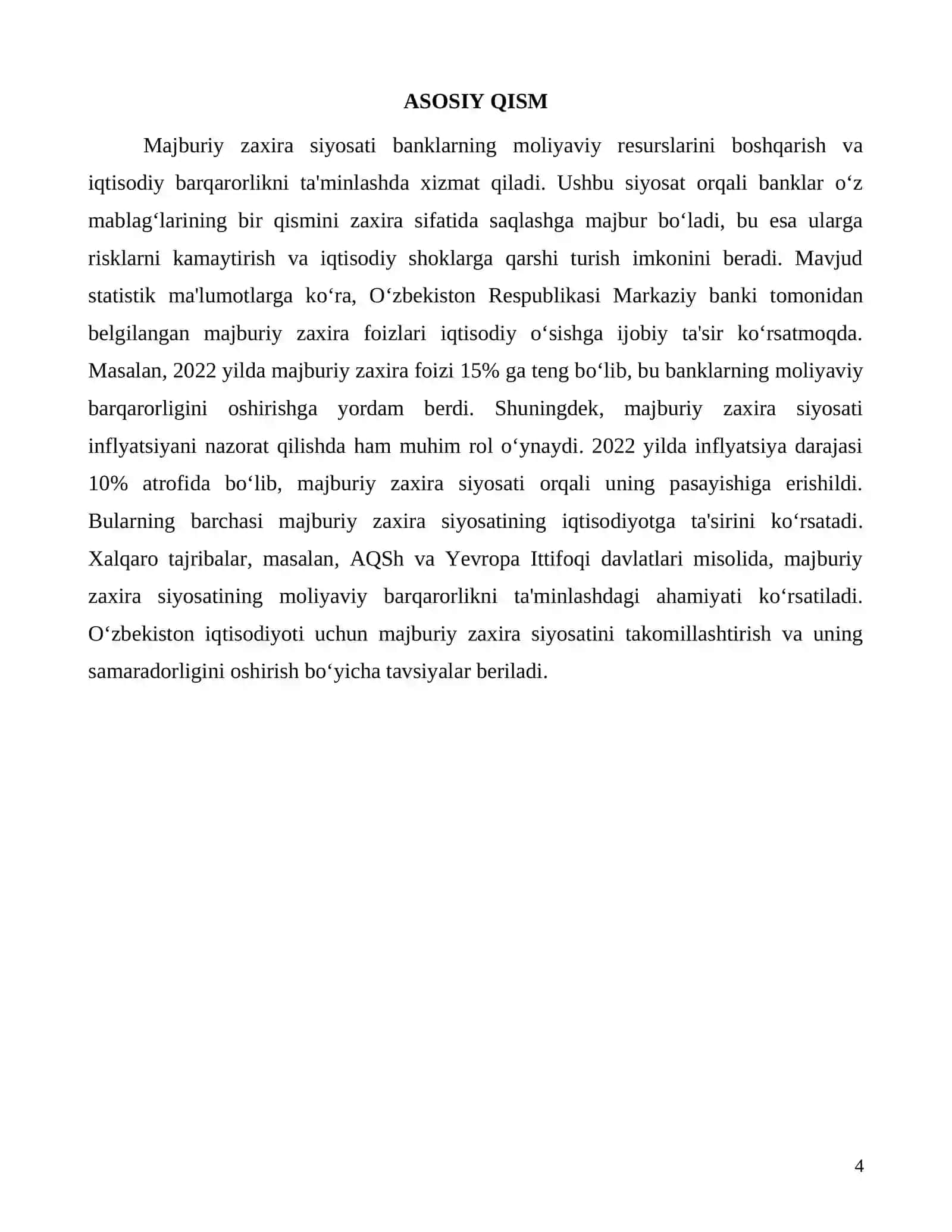 Makroiqtisodiy majburiy zaxira siyosati: nazariy va amaliy jihatlari 4