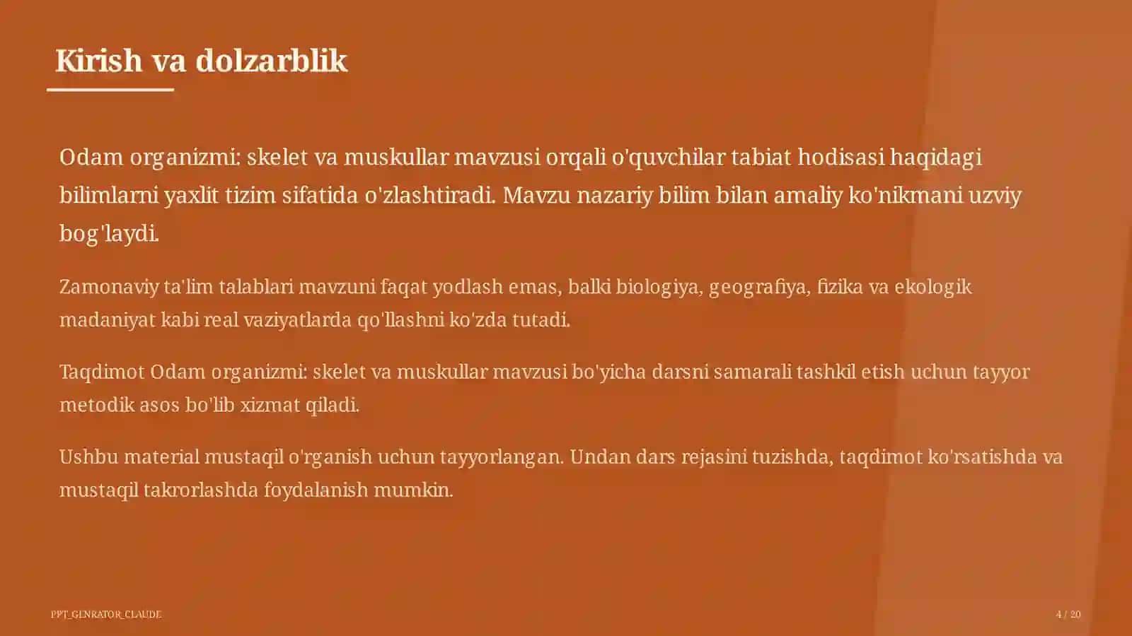 Odam organizmi: skelet va muskullar (4-sinf) 4