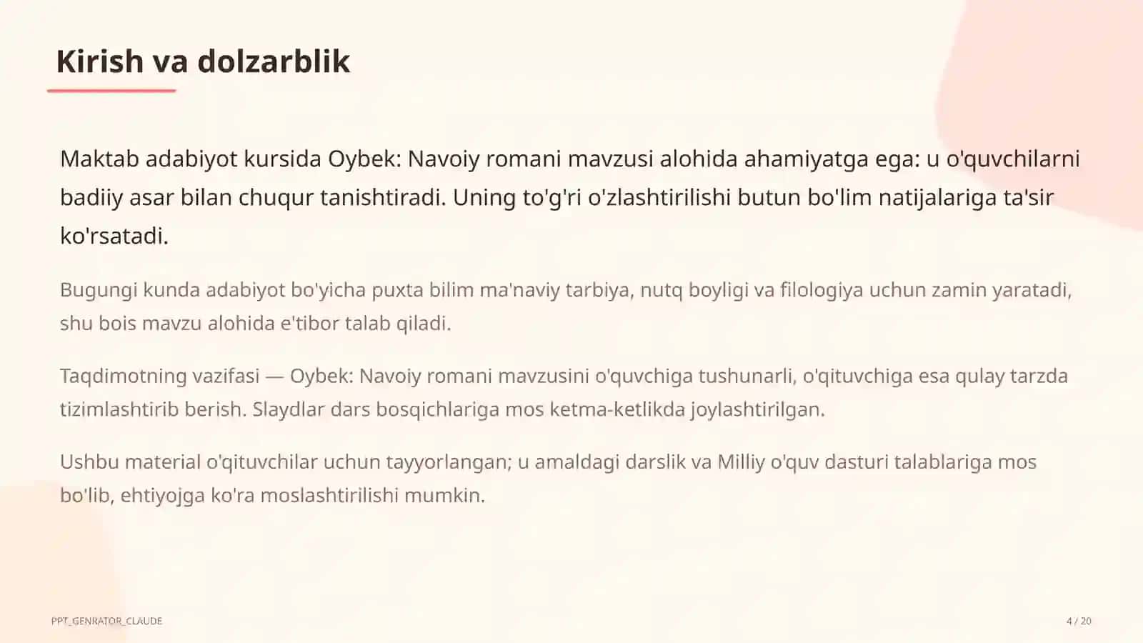 Oybek: Navoiy romani (10-sinf) 4