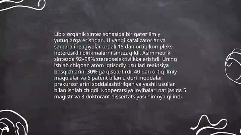 Libixning kimyo sohasidagi ilmiy faoliyati 4