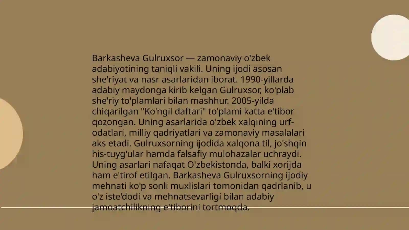 Barkasheva Gulruxsor: Sharq allomalari asarlarida tarbiya masalalari mavzusida esse 4