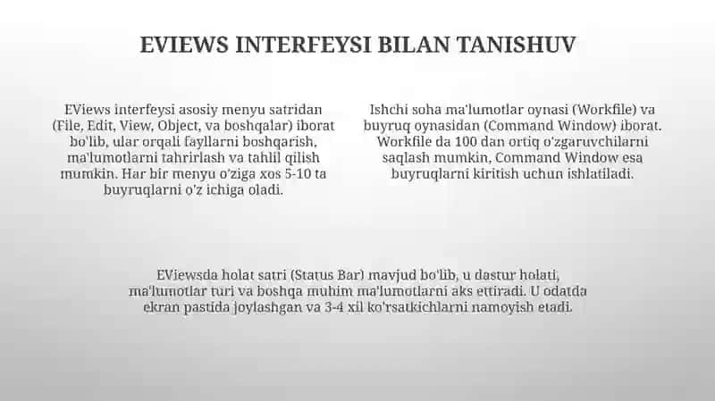 EViews dasturida ishlashning asoslari 4