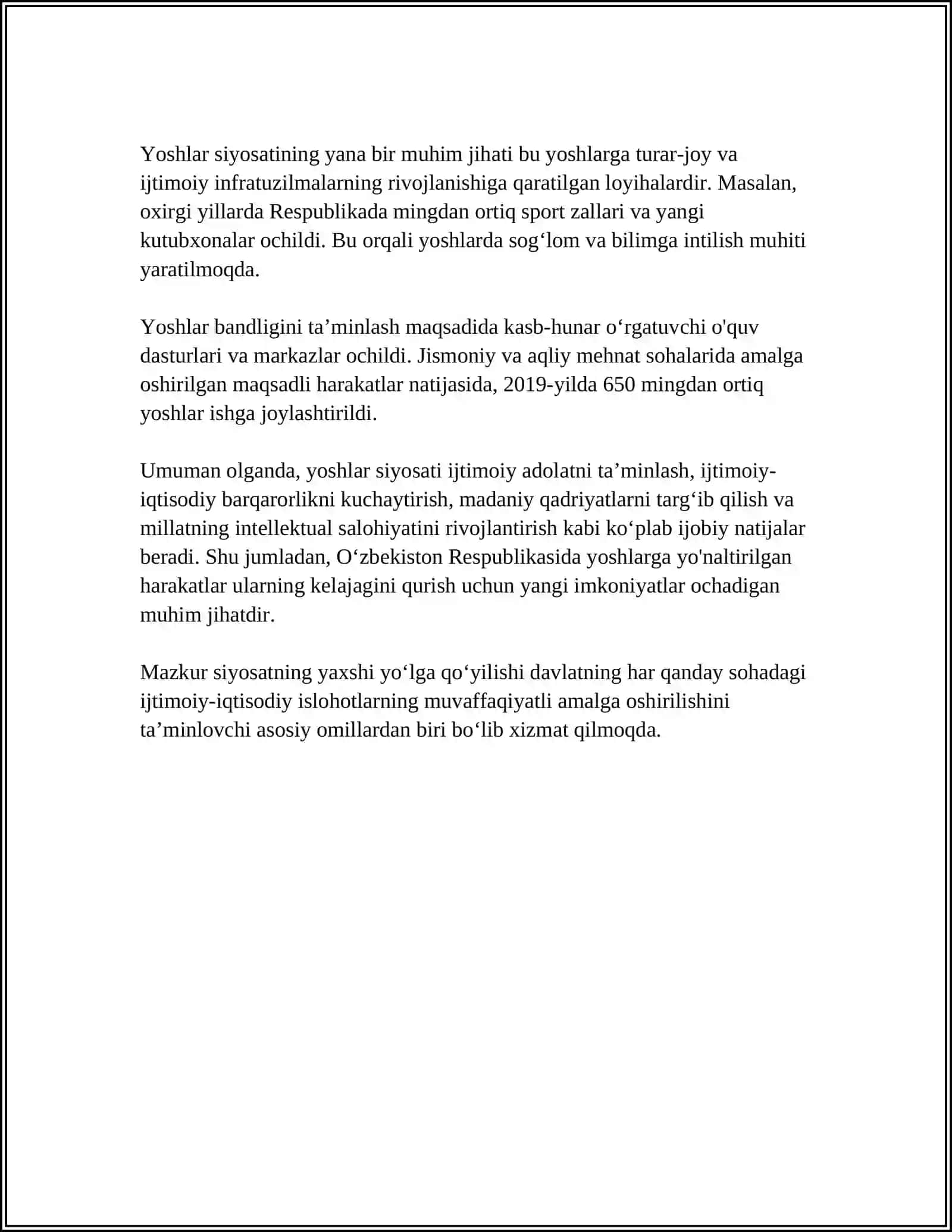 YOSHLARNI QOʻLLAB - QUVVATLASHDA DAVLAT SIYOSATINING AHAMIYATI 4