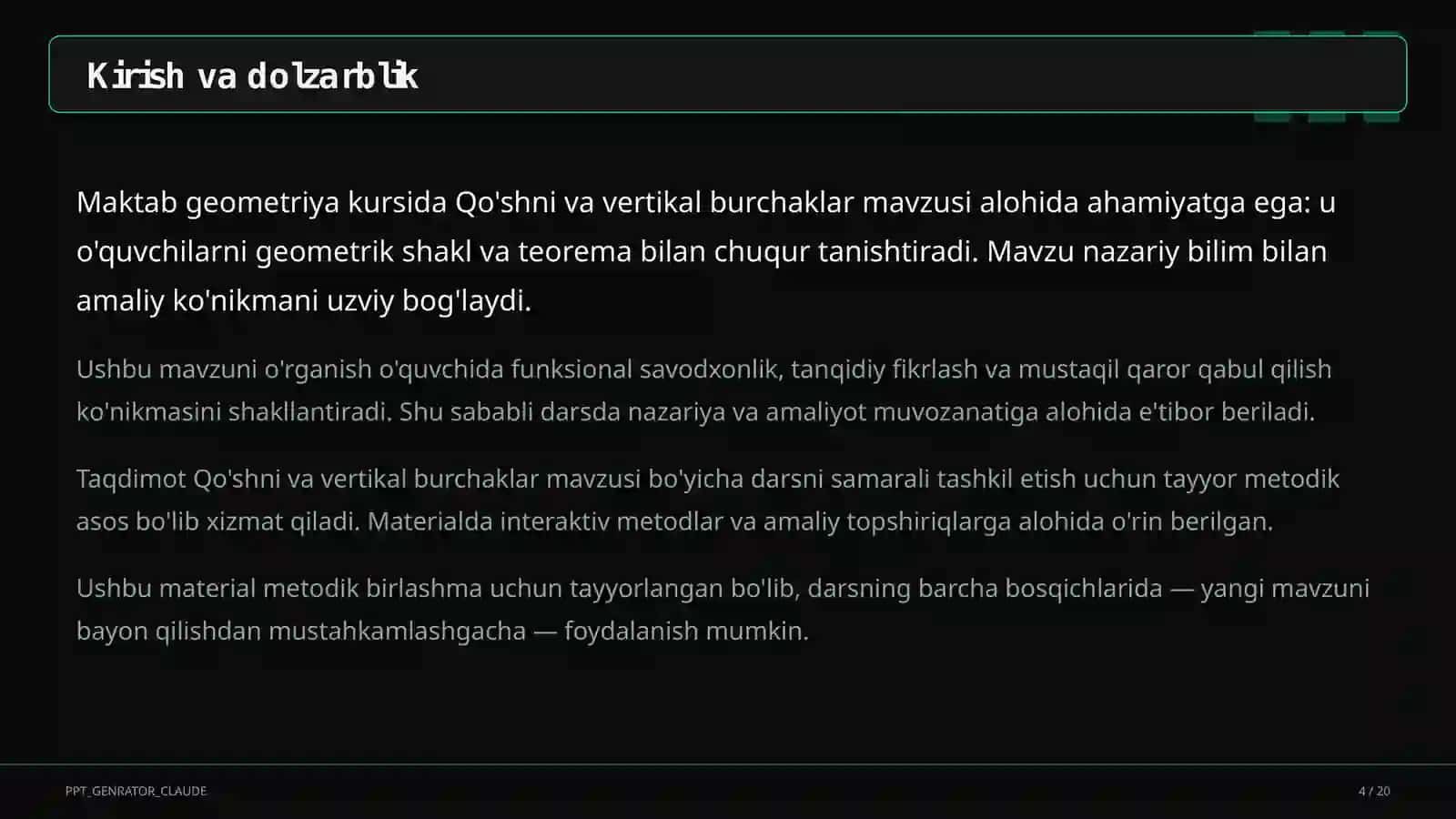 Geometriya (7–11) — metodik birlashma uchun 4