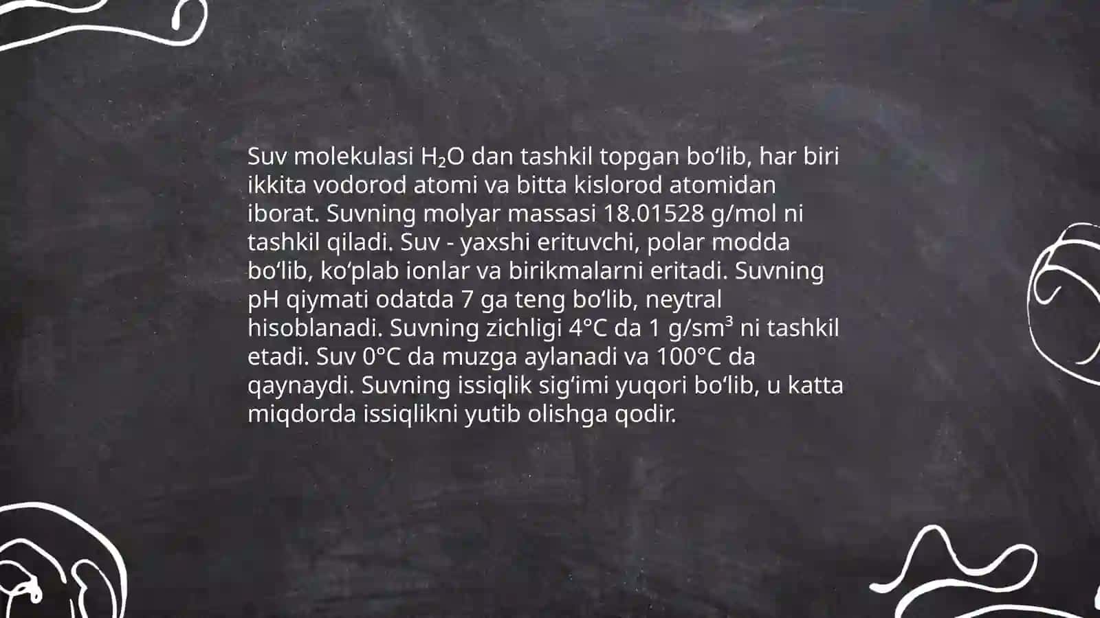 Suvning fizik va kimyoviy xususiyatlarini urganish 4