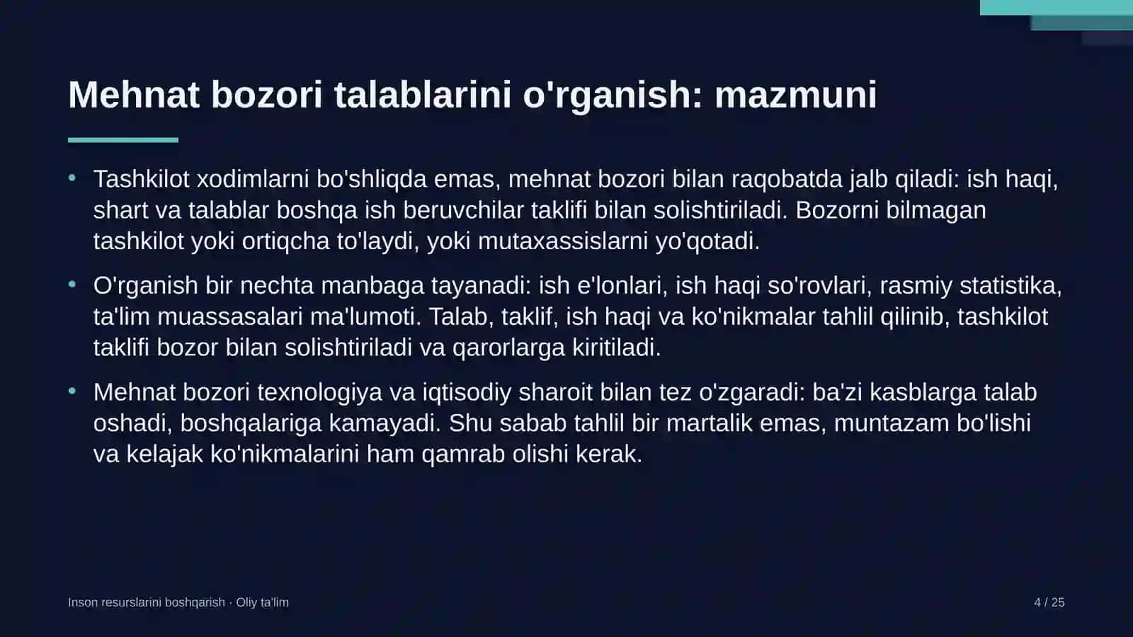 Ekskursiya byurolarida mehnat bozori talablarini o'rganish 4