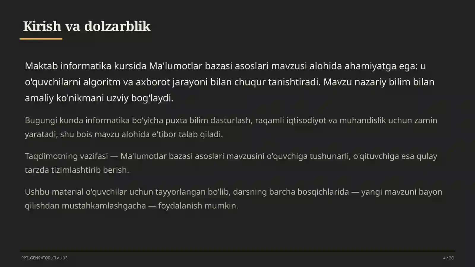 Ma'lumotlar bazasi asoslari (9-sinf) 4